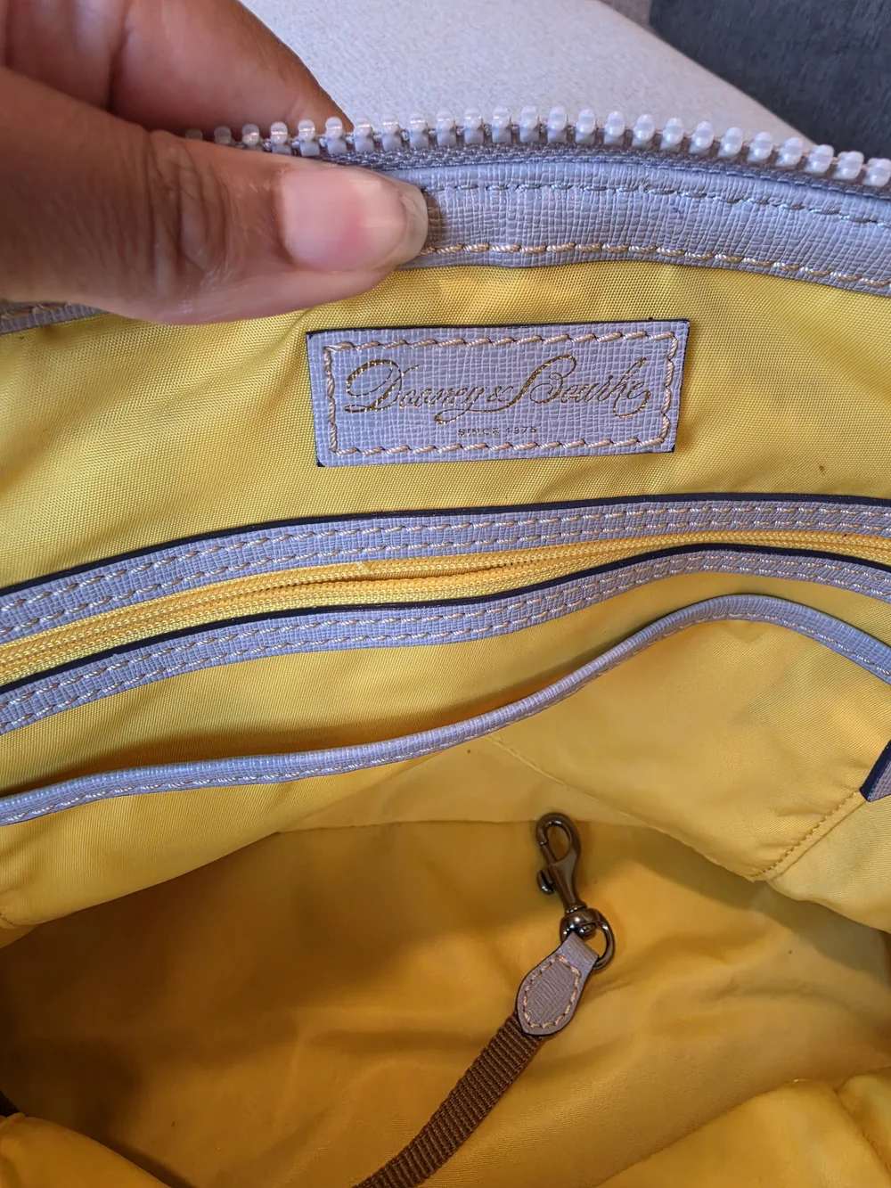 Dooney & Bourke Cream and Gray Signature Dome Satchel